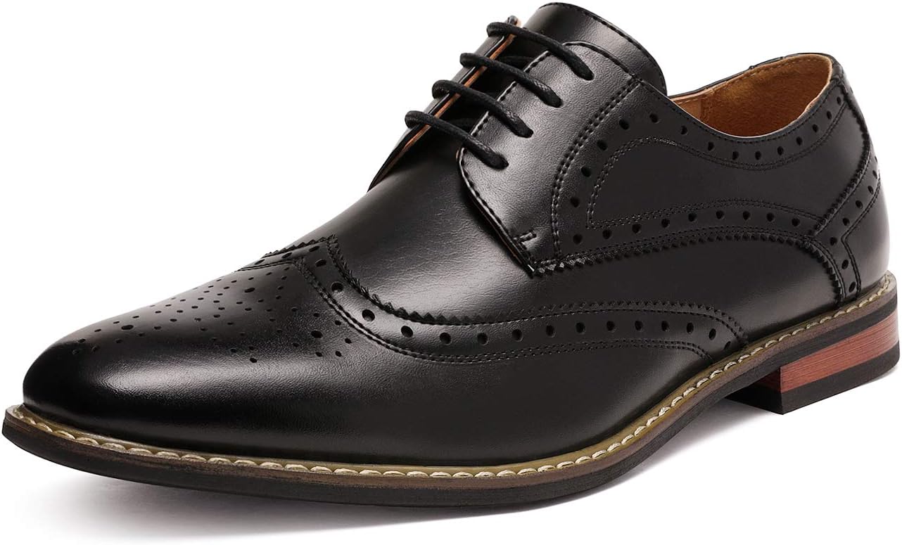 Men  Classic Modern Formal Oxford Wingtip Lace Up Dress Shoes