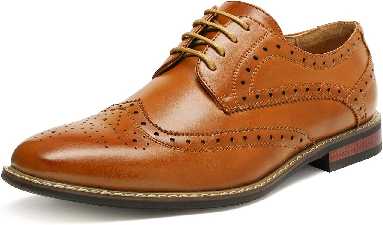 Men  Classic Modern Formal Oxford Wingtip Lace Up Dress Shoes